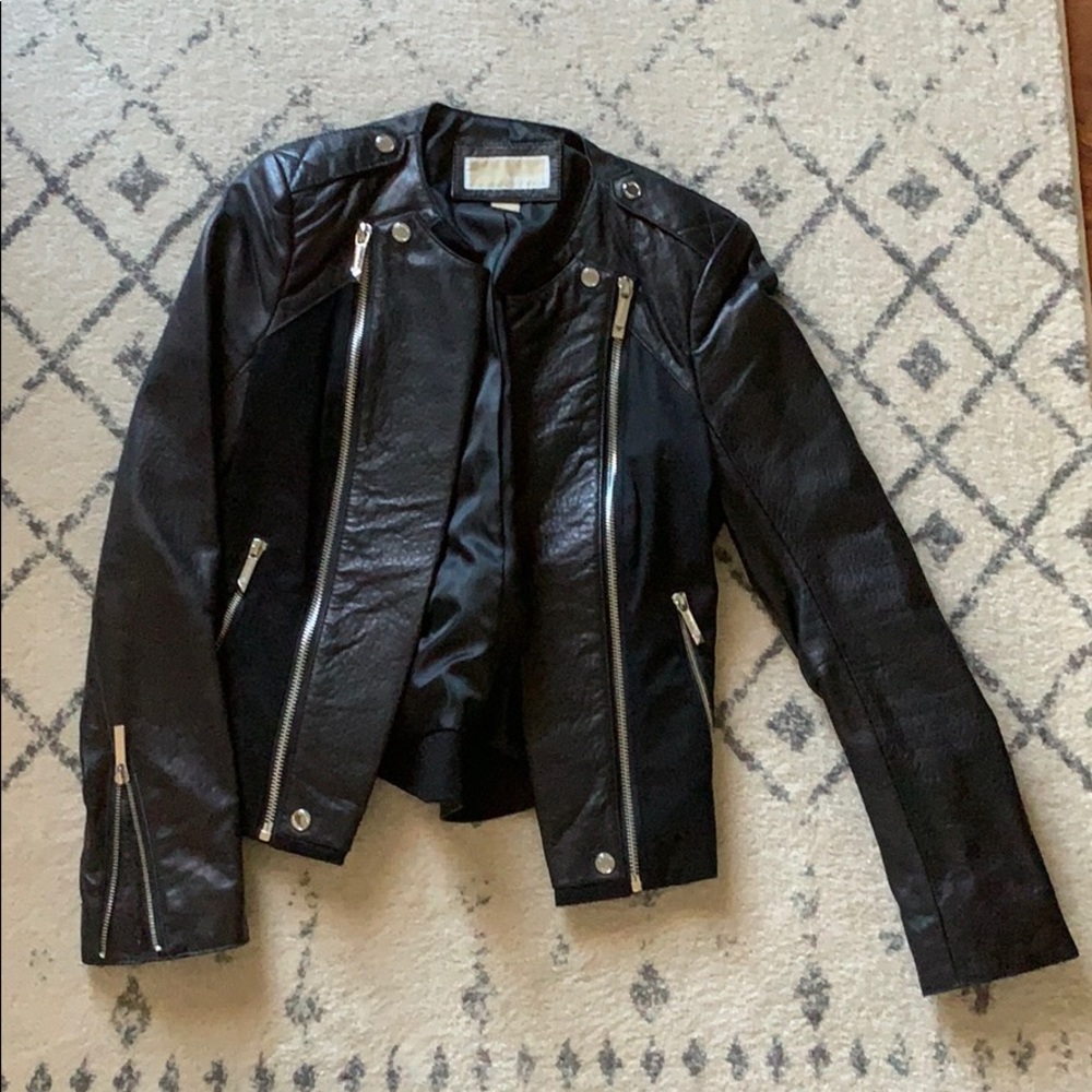Michael Kors canvas leather Moto jacket